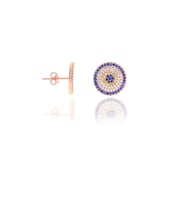 Nazar Boncuğu Tasarım Safir Zirkon Taşlı Roslu Kadın Küpe (M) 201025050