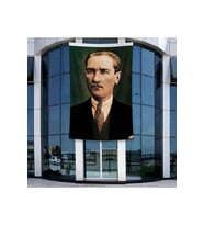 Sivil Başkumandan Gazi Mustafa Kemal Atatürk Poster Bayrak Raşel Kumal 4x6 metre ATA6