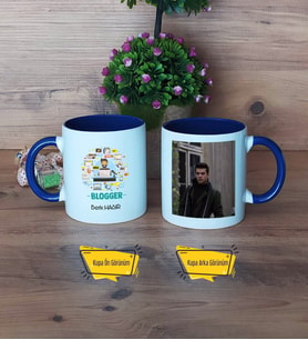 Blogger Kupa Bardak Lacivert Fotoğraflı