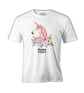 Unicorn Mom Pink Anneler Günü Beyaz Unisex Tshirt