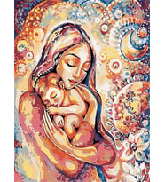Anne Şefkati Sayılarla Boyama Seti 50x65 cm (Tuvale Gerili)