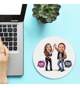 Kişiye Özel Aykırı Çiftler Karikatürlü Mousepad