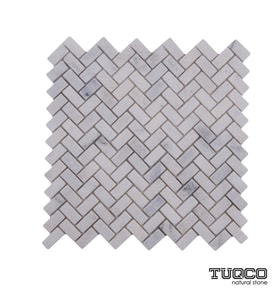 Herringbone Carrara Eskitme Mermer Mozaik