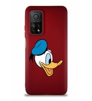 Xiaomi Mi 10T Pro Soft Premier Kapak Donald Duck-F Tasarımlı Silikon Kılıf - Mürdüm (Şeffaf)