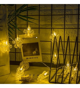 SNOWFLAKE CLİPS STRİNG LED LİGHTS PİLLİ KAR TANESİ MANDAL LED IŞIK GÜN IŞIĞI LED IŞIK NOEL IŞIĞI