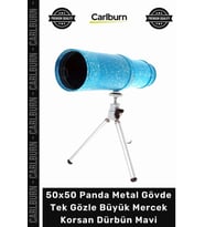 #Dürbün Profesyonel Optik 50x50 Panda Metal Gövde Tek Gözle Büyük Mercek Korsan Dürbün Mavi