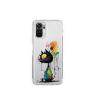 Redmi Note 10S ile Uyumlu Splash Kedi Tasarımlı Şeffaf Silikon Kılıf