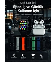Akıllı Saat, Bluetooth Kulaklık Ve 7 Farklı Kordon Tek Kutuda Günlük Kullanım Ve Spor İçin
