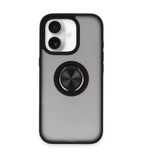 Apple İphone 16 Kılıf Montreal Yüzüklü Silikon Kapak - Siyah