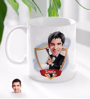 BK Gift Kişiye Özel İsimli Erkek Ajan Karikatürlü Beyaz Kupa Bardak-1