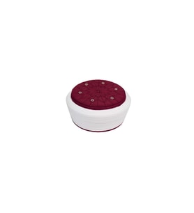 Talebe Sarığı-Beyaz Kumaş-Bordo Takke-Düz Sarım-Kuş Gözlü-5 metre