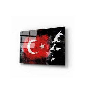 Miyrem Glasses Collection -A1^#  Atatürk Silüet 4 Mm Temperli Cam Tablo (Çok Renkli)