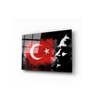 Miyrem Glasses Collection -A1^#  Atatürk Silüet 4 Mm Temperli Cam Tablo (Çok Renkli)