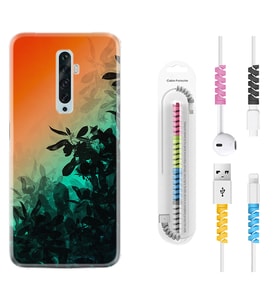 Oppo Reno 2Z 4 Lite 4 Pro 5 6 7 A31 Kılıf Kablo Koruma Spiral Silikon Güzel Çiçekler 1712
