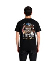 Müzik Yapan Sunglassesli Kahve Fincanı Baskılı Erkek Tişört