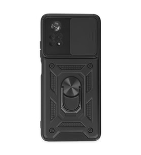 Xiaomi Poco X4 Pro 5g Kılıf Pars Lens Yüzüklü Silikon - Siyah