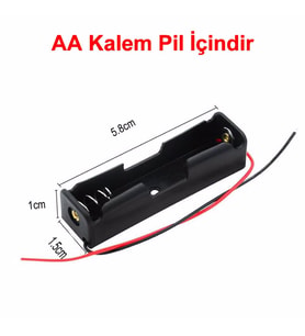 1'li 1,5V AA Kalem Pil Kutusu Yuvası 1x1,5V Kablolu Batarya Pil Tutucu