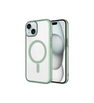 Apple iPhone 15 Plus Uyumlu Kılıf Wireless Şarj Özellikli Sert PC Zore Mat Riksos M-safe Kapak (Açık Yeşil)