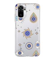 PrintiFy Xiaomi Redmi Note 10s ile Uyumlu 1mm Slim Fit Nazar Boncuğu 5 Baskılı Şeffaf  Kılıf