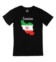 İran Haritalı ve Bayraklı Siyah Tişört