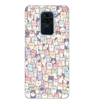 Xiaomi Redmi Note 9 Uyumlu Sevimli Kediler Desenli Şeffaf Telefon Kılıfı