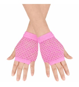 80 ler 90 lar Retro Neon Pembe File Parmaksız Kısa Eldiven 11 Cm