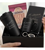 İsme Özel Premium Tasarım Erkek Kadın Hediye Seti - Çelik Termos Bardak, Defter, Kalem, Anahtarlık, Filtre Kahve, Kupa Bardak