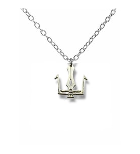 Poseidon Mızrağı Figürlü Unisex Metal Kolye – 60 cm Zincirli Mitolojik Takı (Gümüş)