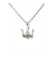Poseidon Mızrağı Figürlü Unisex Metal Kolye – 60 cm Zincirli Mitolojik Takı (Gümüş)