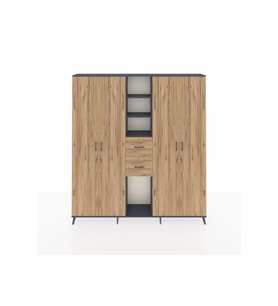 Arges Gardrop 15 Raflı 2 Çekmeceli 4 Kapaklı 220x30x243 Antrasit-Çam