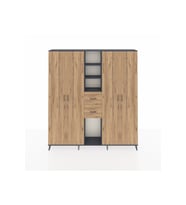 Arges Gardrop 15 Raflı 2 Çekmeceli 4 Kapaklı 220x30x243 Antrasit-Çam