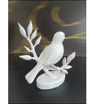 Altın ve Beyaz 3D Baskı Dekoratif Kanarya Figürü - Şık ve Minimalist Ev Dekoru (10x9x4 cm) (Pamuk Beyaz)