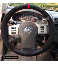 Nissan Navara D40 Dikme Direksiyon Kılıfı Alcantara Süet Mat Karbon Kırmızı Yüzük ve Dikiş SE-LE-Dolu Pikaplar 2005-2015