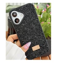 Coverzone iPhone 16 Plus ile Uyumlu Elmas Desen Ta?l? K?l?f � 2 mm Kamera �?k?nt? Koruma, I??lt?l? L�ks ??k Darbe Emici Kapak Siyah