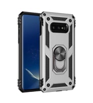 Samsung Galaxy S10E Kılıf Metal For Car Yüzüklü Standlı Military Ring Serisi (Gümüş)