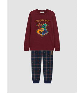 LCW Kids Bordo Harry Potter Lisanslı Bisiklet Yaka Erkek Çocuk Pijama Takım