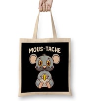 Cute & Funny Mous-Tache Mouse Pun Mustachioed Bez Çanta Uzun Saplı
