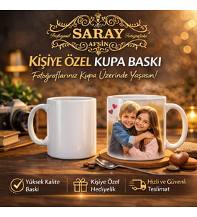 Baskılı Kupa (Ekru-Siyah)