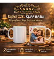 Baskılı Kupa (Ekru-Siyah)