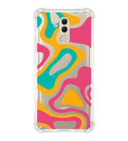 Huawei Mate 20 Lite  Köşe Korumalı Antişok Kapak Renkli Desen Tasarımlı Şeffaf  Kılıf