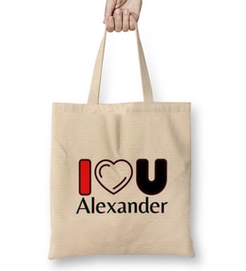 Alexander Name Custom Design Gift Baby-Gift For Him Bez Çanta Uzun Saplı