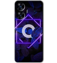 Realme C55 Kılıf HD Desen Baskılı Kılıf - Dark Neon Yaprak O Harfi