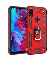 Xiaomi Redmi Note 7 Kılıf Yüzüklü Zırh Tank Vega (Kırmızı)