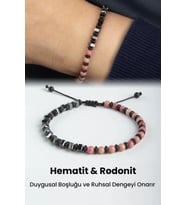 Rodonit Doğal Taş Küre Kesim Rondela Hematit Ara Taşlı 6mm Makrome Bileklik