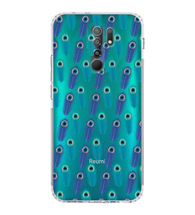 PrintiFy Xiaomi Redmi 9 ile Uyumlu Nazar Boncuğu 4 Baskılı Kamera Korumalı Şeffaf Silikon Kılıf