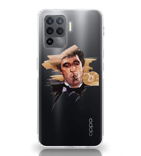 Oppo Reno 5 Lite Uyumlu Tony Montana Scarface Desenli Şeffaf Telefon Kılıfı