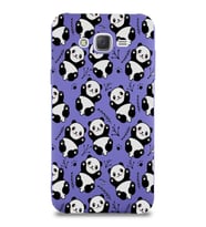 Samsung Galaxy J7 Uyumlu Lansman Kılıf Panda Tasarımlı İçi Kadife Kapak-Mor (Şeffaf)