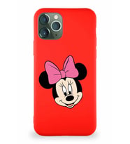Apple iPhone 11 Pro Soft Premier Kapak Minnie Mouse-C Tasarımlı Silikon Kılıf - Kırmızı (Şeffaf)