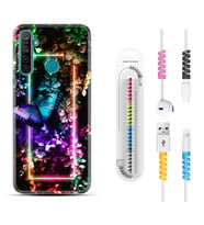 Realme 5i 5 Pro 6i 7 Pro 8 Kılıf Kablo Koruma Spiral Silikon Butterfly Neon 1684