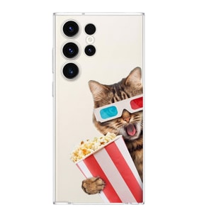 PrintiFy Galaxy S23 Ultra ile Uyumlu Kedi 1 Kamera Korumalı Şeffaf Kılıf